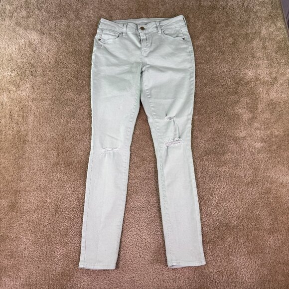 Old Navy Womens Size 6 Rockstar Skinny Mid Rise Green Denim Jeans 28x29 E766 - Picture 1 of 14